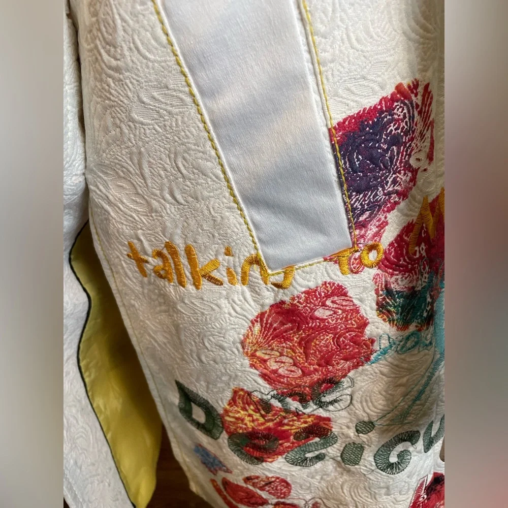 Desigual Embroidered trench coat with Colorful Graphic Design small - Picture 8 of 16